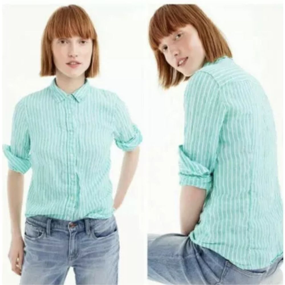 J.Crew Striped Baird McNutt Irish Linen Perfect Shirt Size S Us4